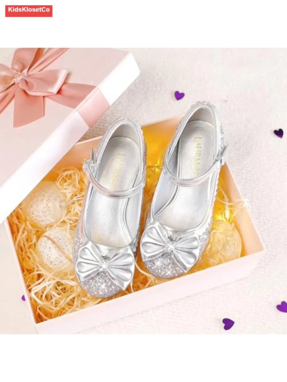 Sparkly Sequins Girls Dress Shoes Low Heel Bow Toddler Little Big Kid Party